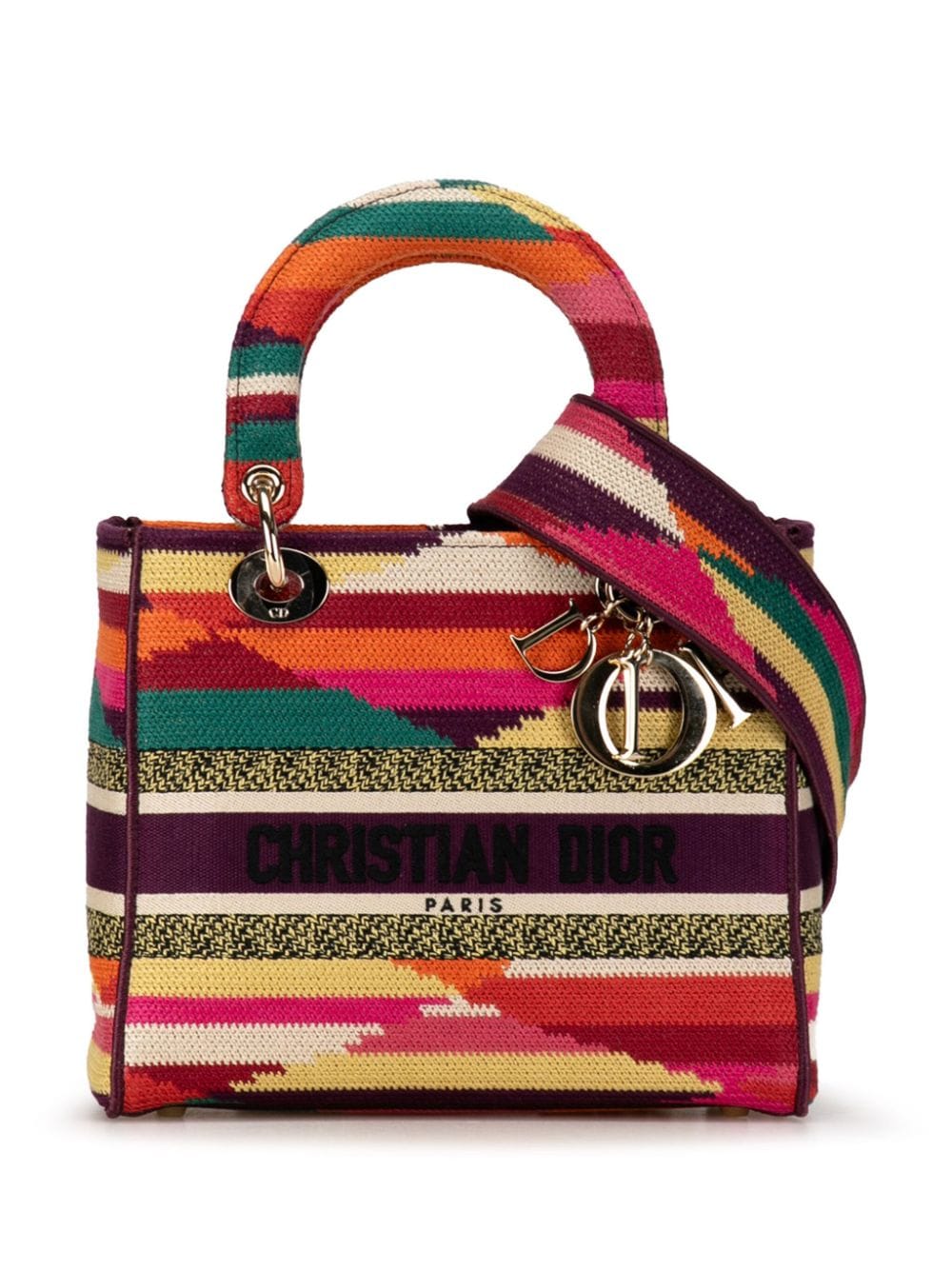 Pre-owned Dior 2020 Medium Canvas Lady D-lite Satchel In Multicolour