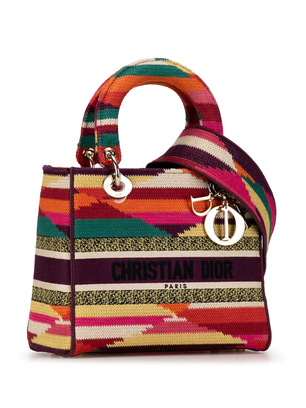 Pre-owned Dior 2020 Medium Canvas Lady D-lite Satchel In Multicolour