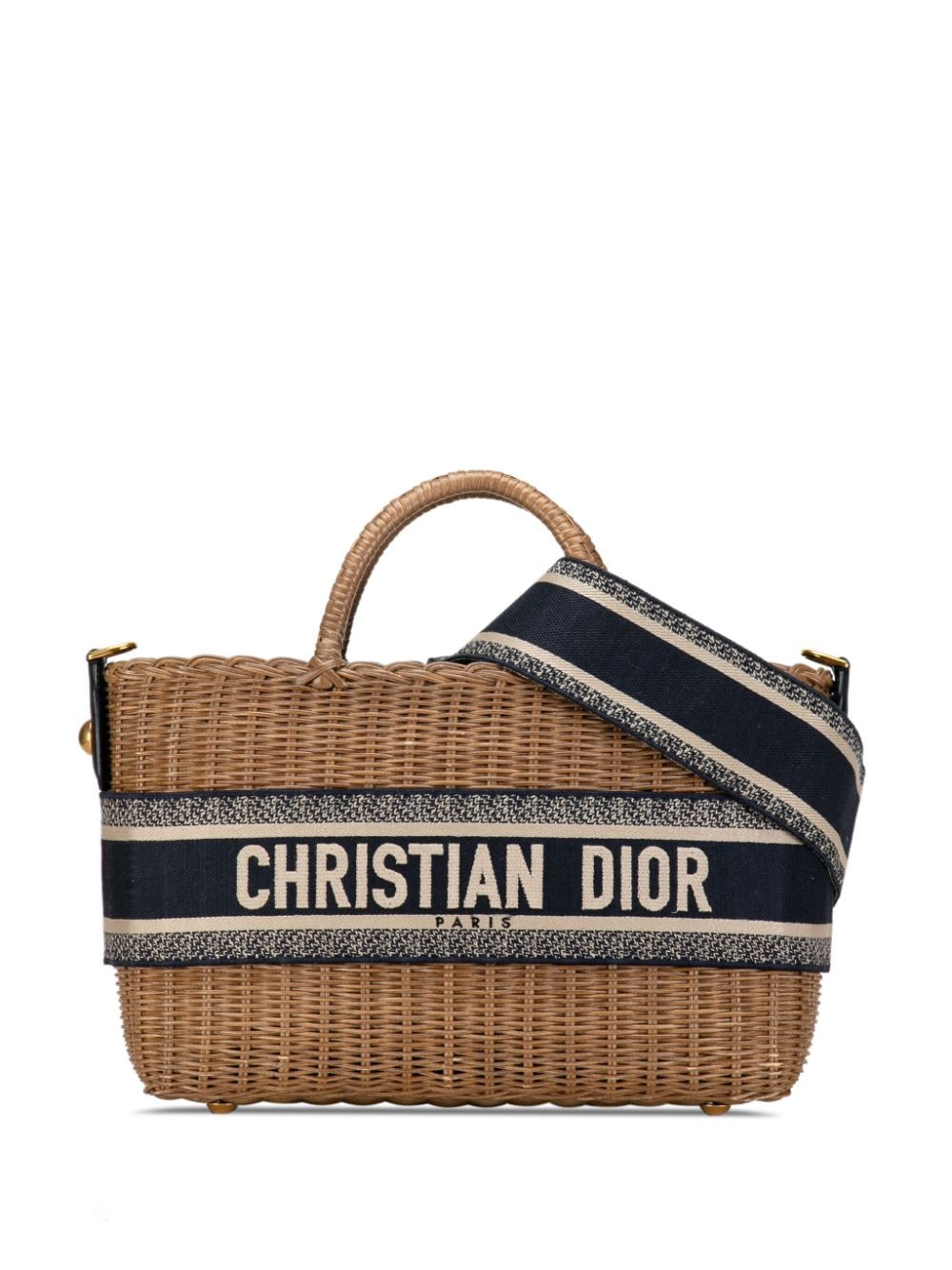 Pre-owned Dior 2021 Oblique Wicker Basket Bag Satchel In Brown