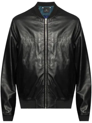 PS Paul Smith zip-up Leather Bomber Jacket | Black | FARFETCH EG PS Paul Smith zip-up Leather Bomber Jacket | Black | FARFETCH EG