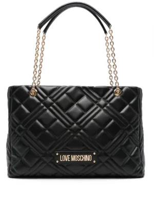 Love Moschino Borsa A Spalla Donna In PU Nero | Pre-Collezione Primavera Estate 2024