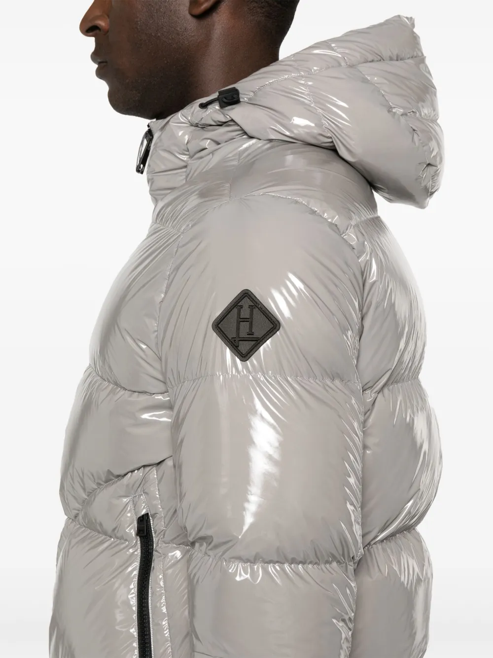 HERNO PATENT HOODED PUFFER JACKET