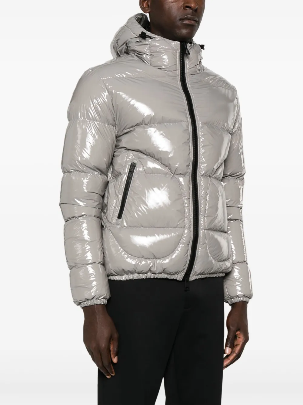 HERNO PATENT HOODED PUFFER JACKET