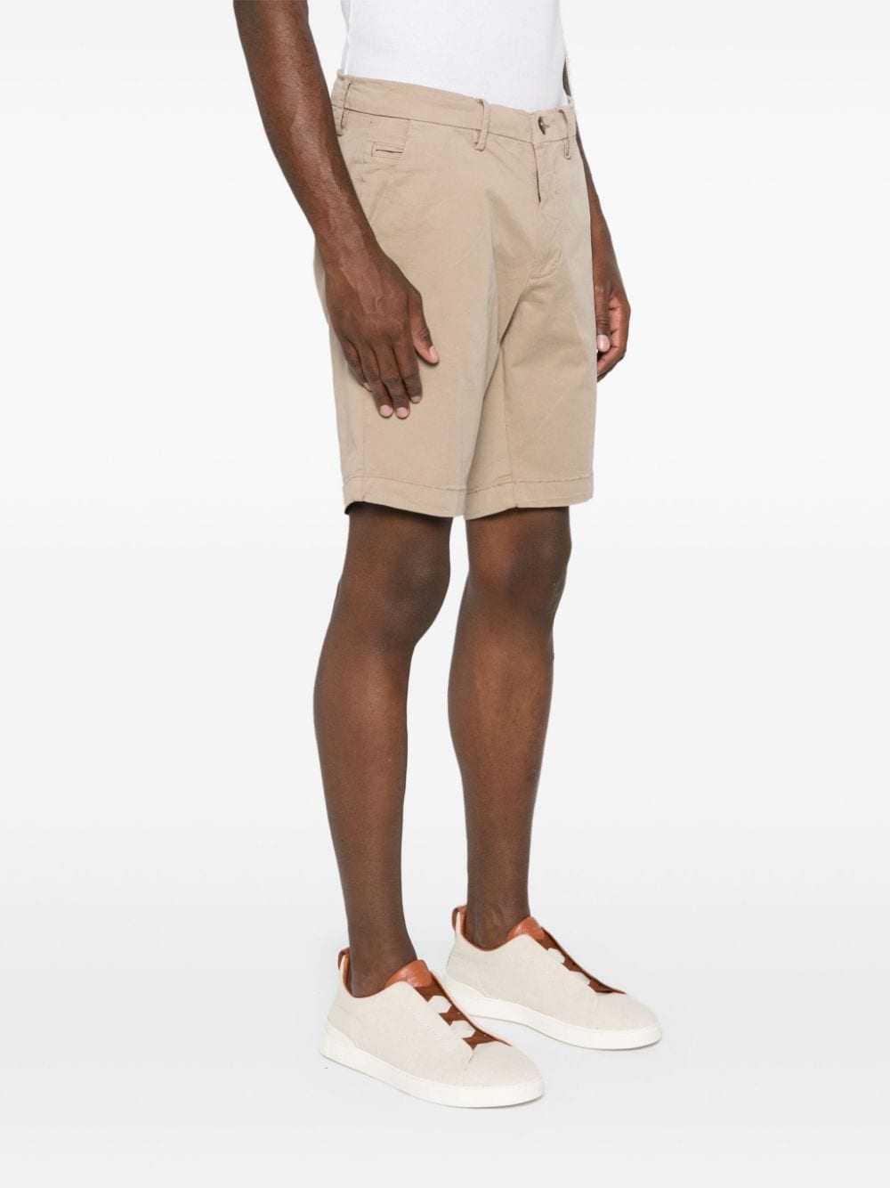 Shop Boggi Milano Pressed-crease Chino Shorts In Nude