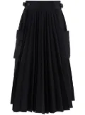 sacai x Thomas Mason pleated cotton-poplin skirt - Black