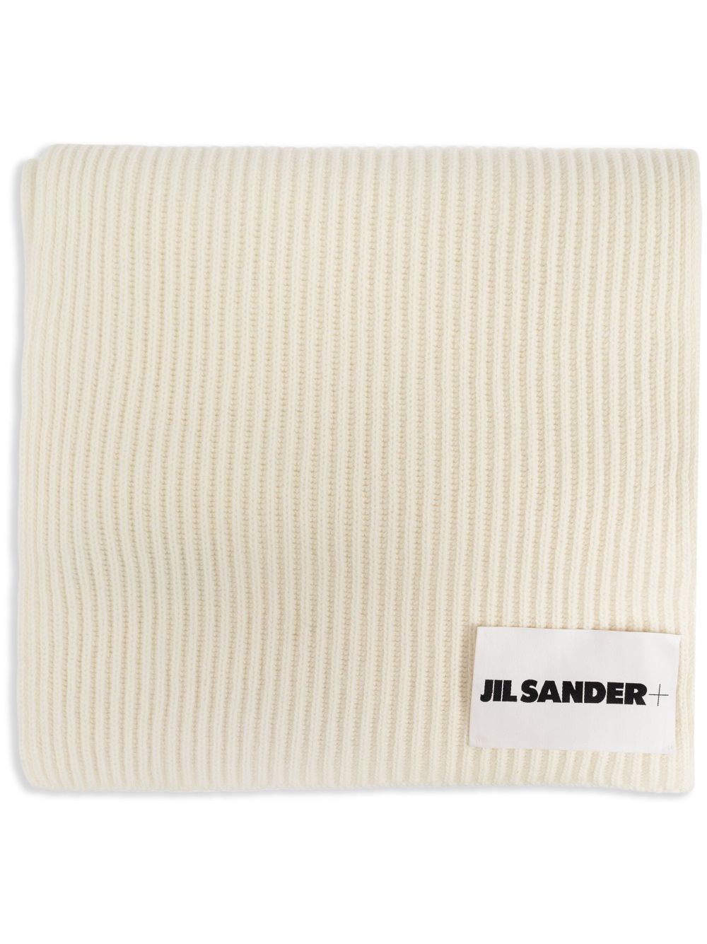 Jil Sander Logo-patch Wool Scarf In Neutral