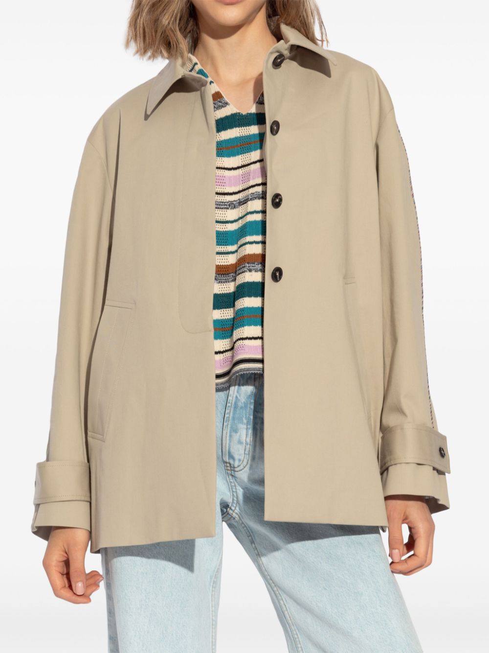 PAUL SMITH CUTAWAY-COLLAR RAGLAN-SLEEVES JACKET 