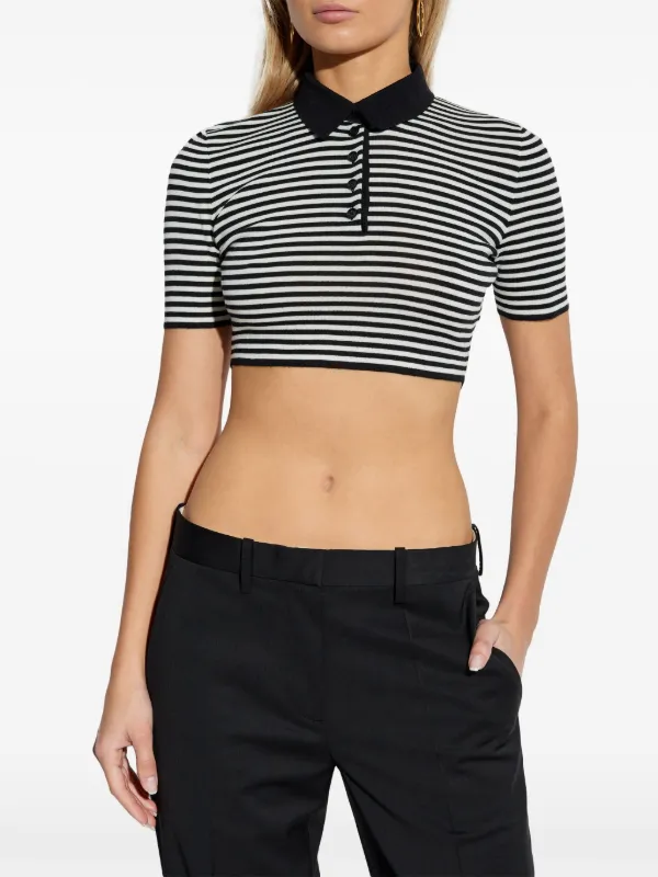 Striped cropped polo shirt on sale