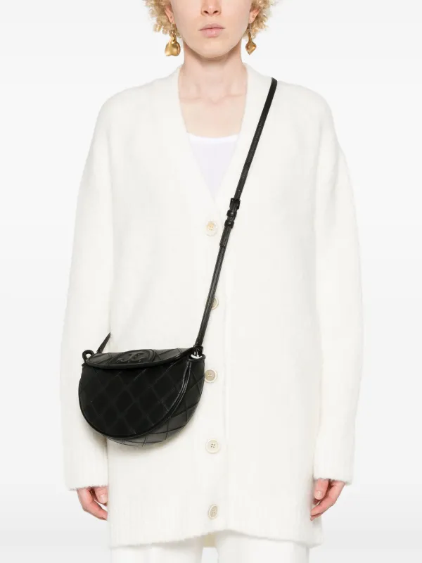 Tory Burch Mini Fleming Leather Tote Bag | Black | FARFETCH OM