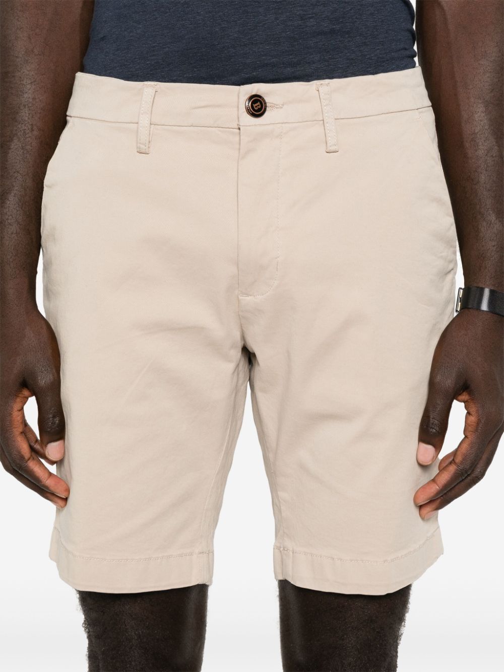 Shop Boggi Milano Cotton Bermuda Shorts In Nude