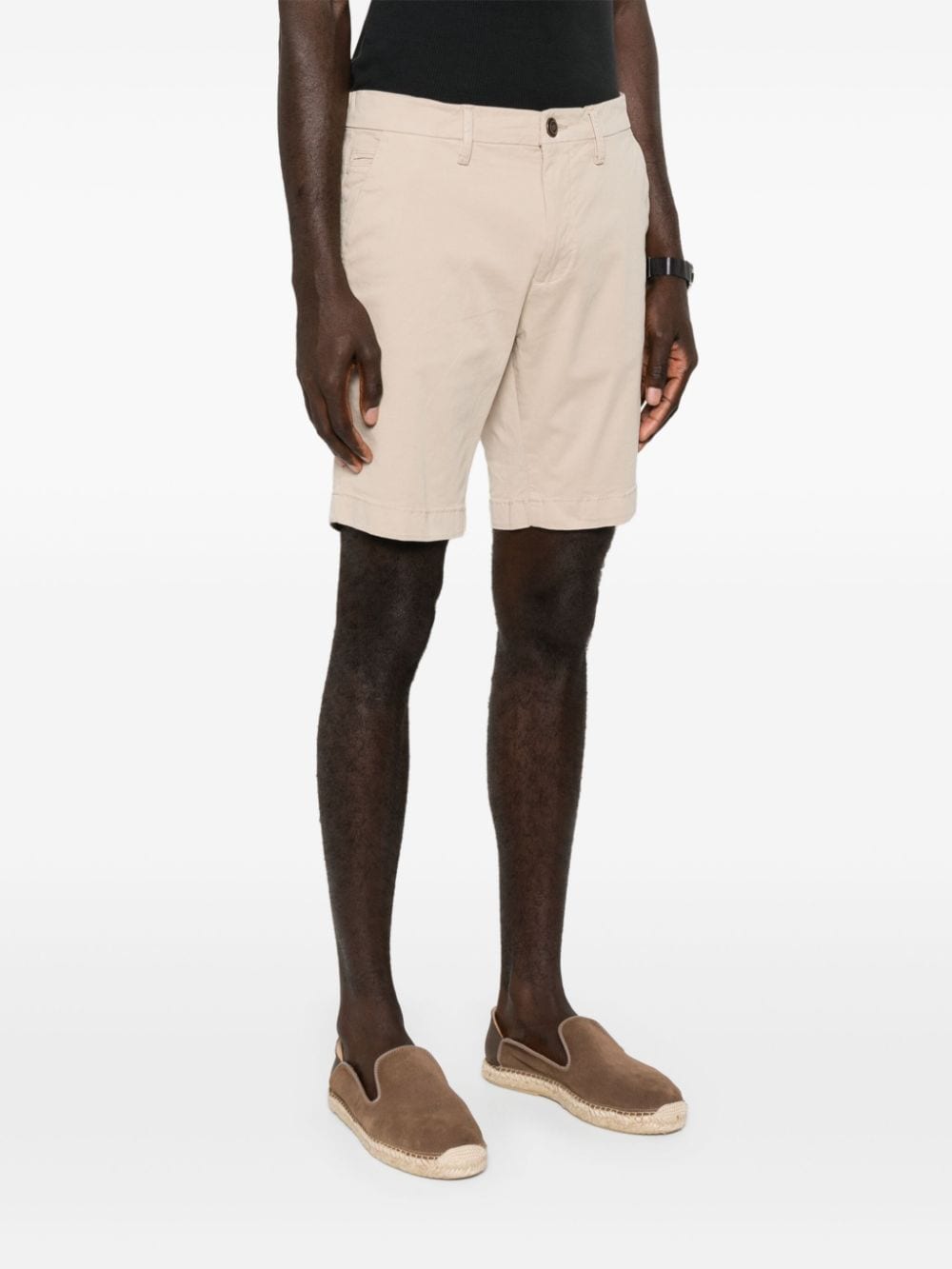 Shop Boggi Milano Cotton Bermuda Shorts In Nude