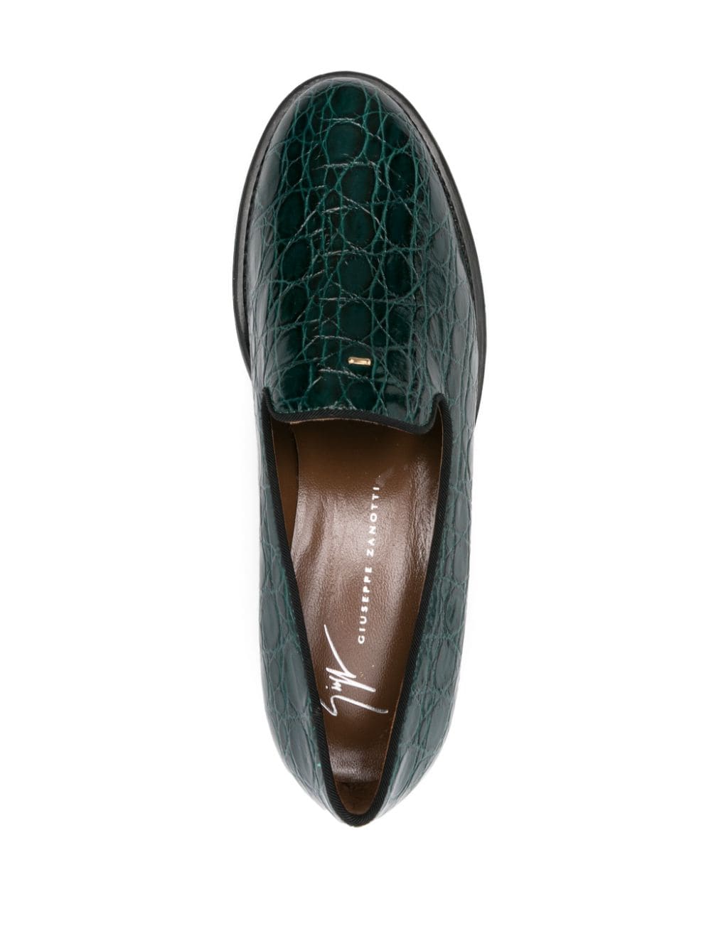 Shop Giuseppe Zanotti Crocodile-effect Leather Loafers In Green