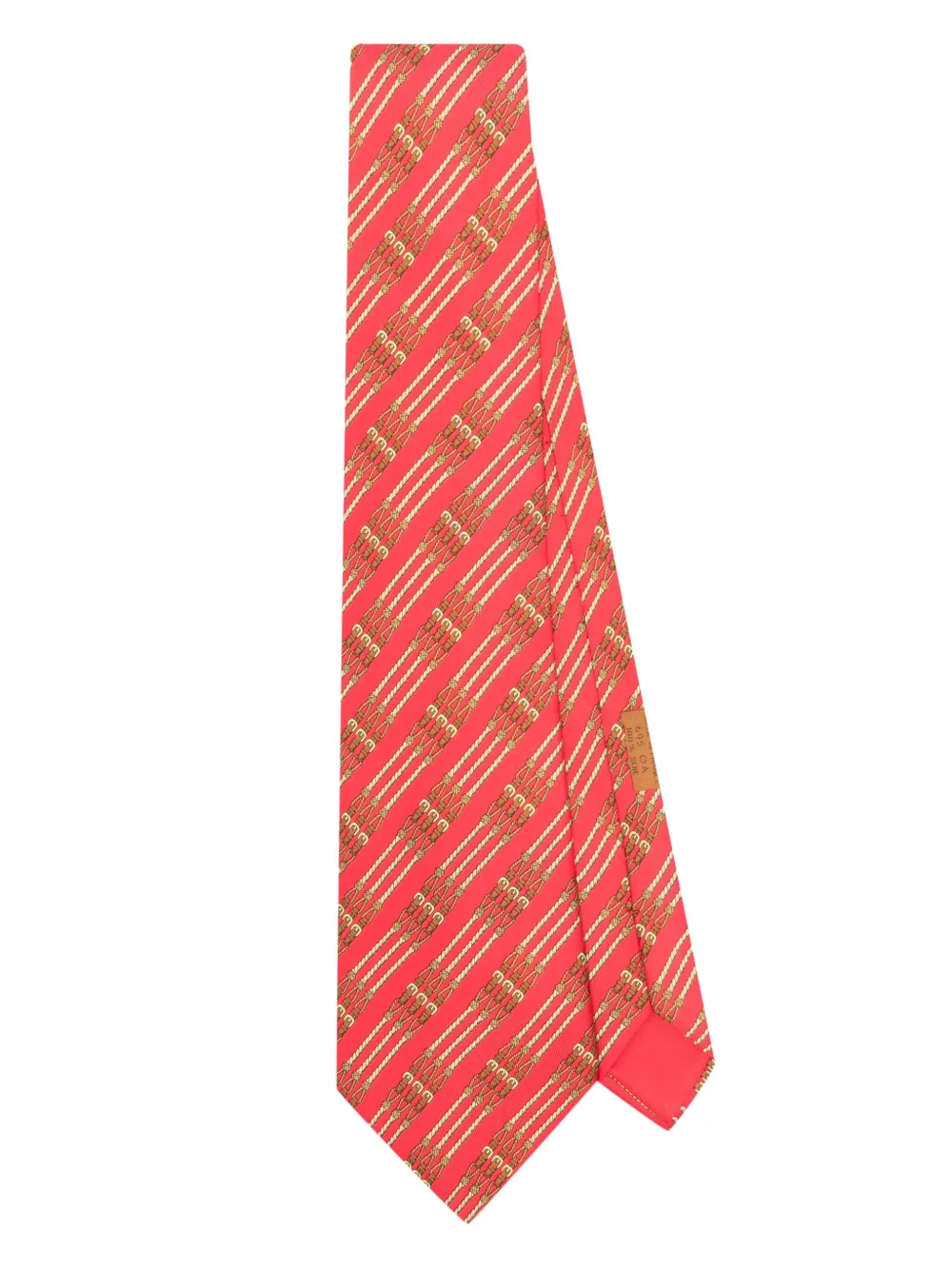 Hermès Pre-Owned 2000s rope belts-print silk tie - Red