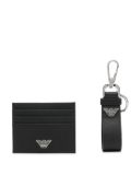 Emporio Armani logo-plaque leather wallet set - Black