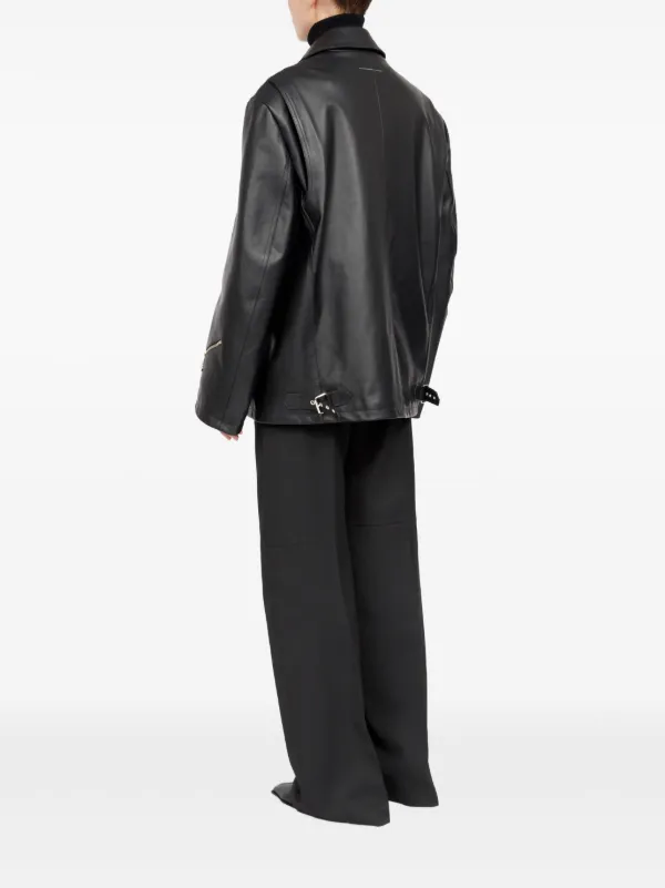 MM6 Maison Margiela zip detailing Leather Jacket Black FARFETCH IE