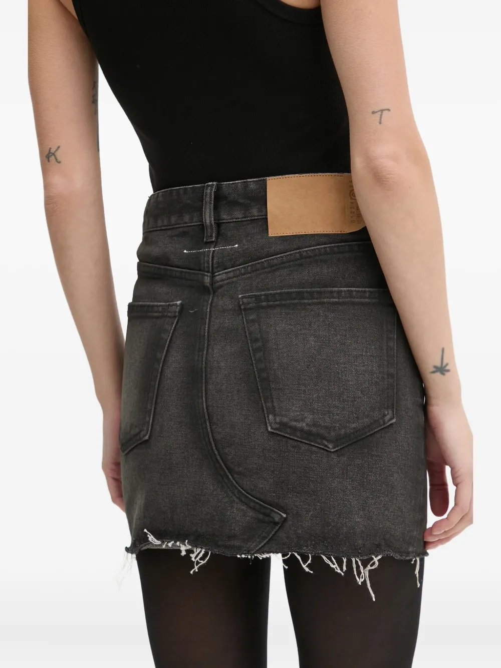  Mm6 Maison Margiela Frayed Denim Skirt - Grey 