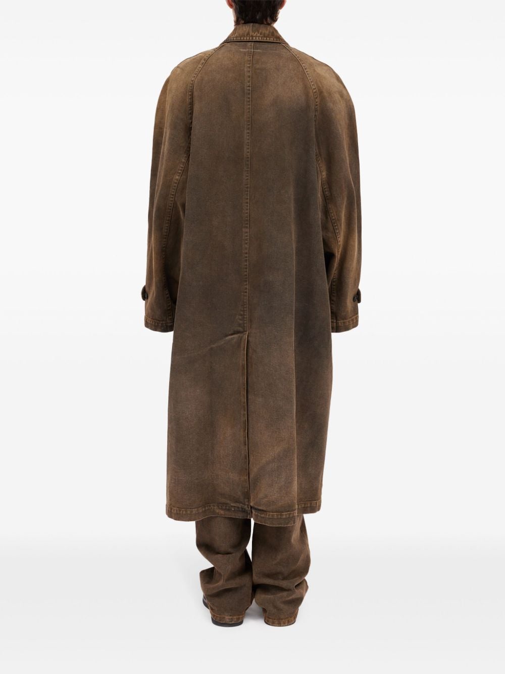 Shop Mm6 Maison Margiela Washed Effect Raincoat In Brown