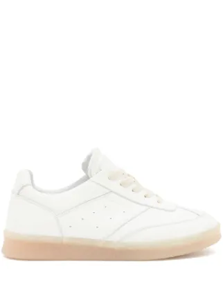 MM6 Maison Margiela stitch-logo Leather Sneakers | White | FARFETCH