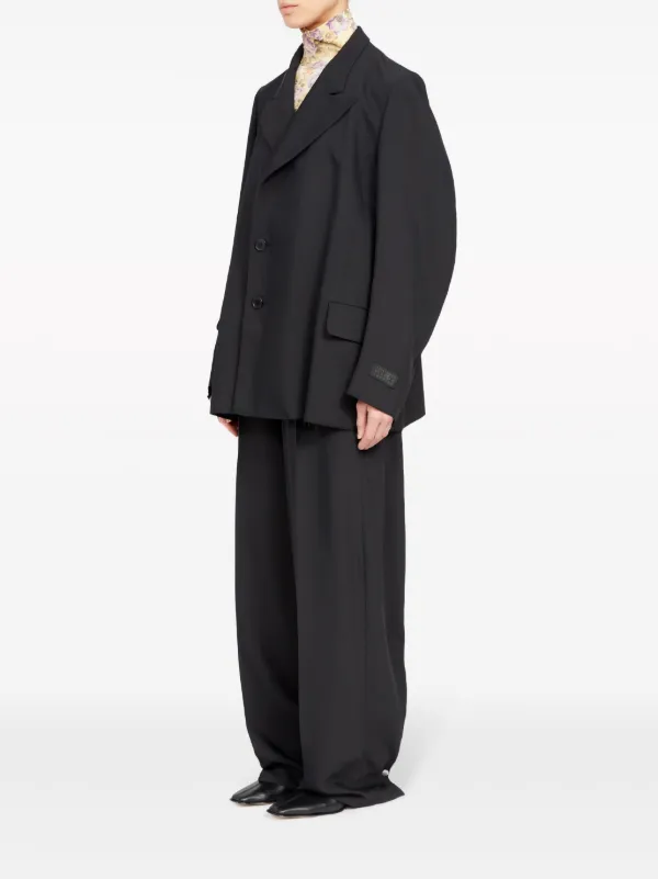ジャケット MAISON MARGIELA BLACK GABARDINE BLAZER MM6 Maison Margiela peak-lapels Blazer | Black | FARFETCH