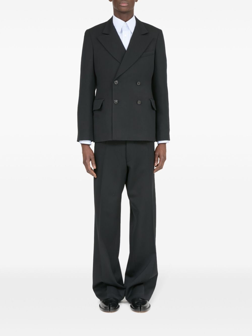 Shop Maison Margiela Four-stitch Wool Blazer In Grey