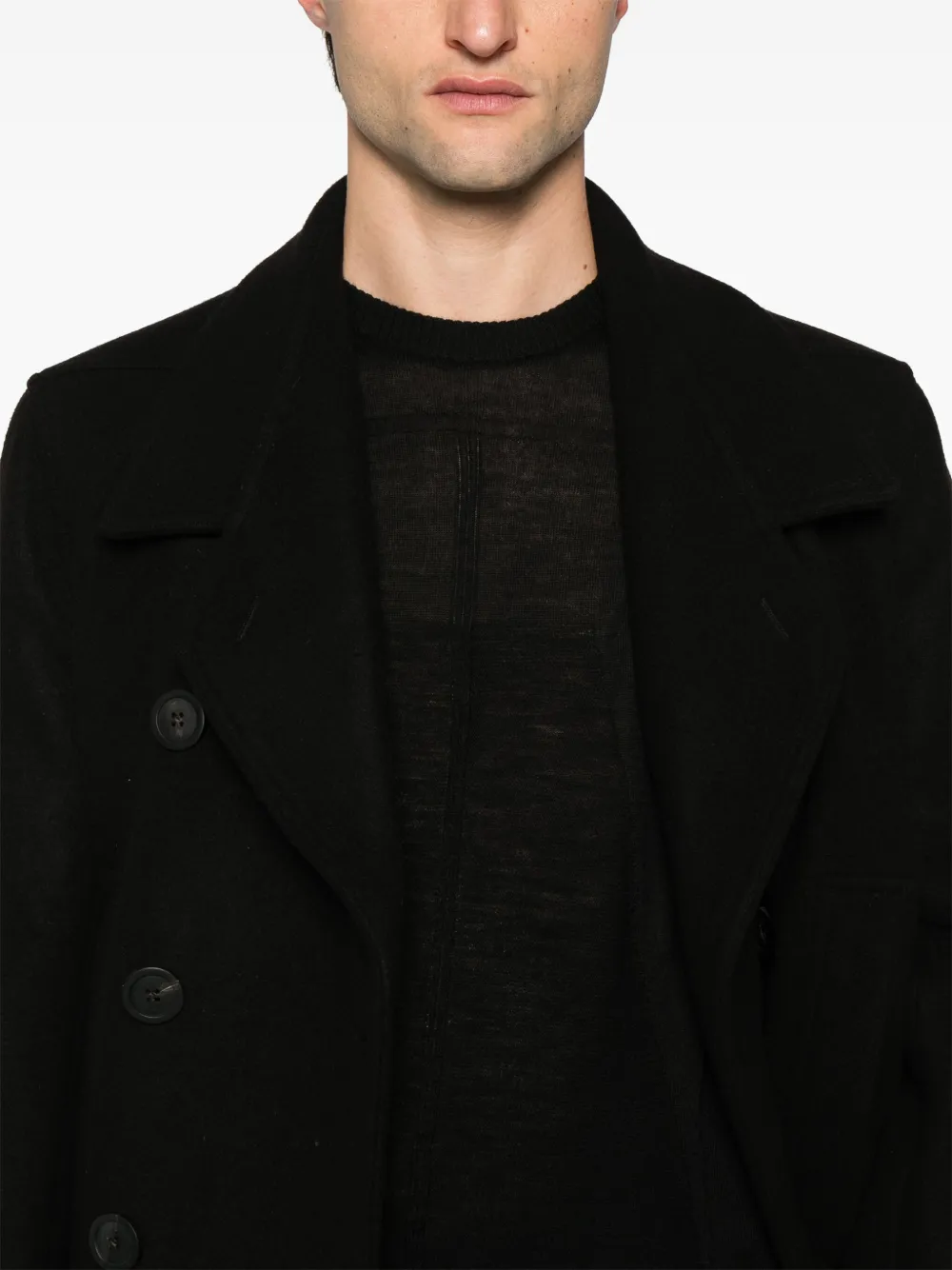 Rick Owens Mantel met dubbele rij knopen Zwart