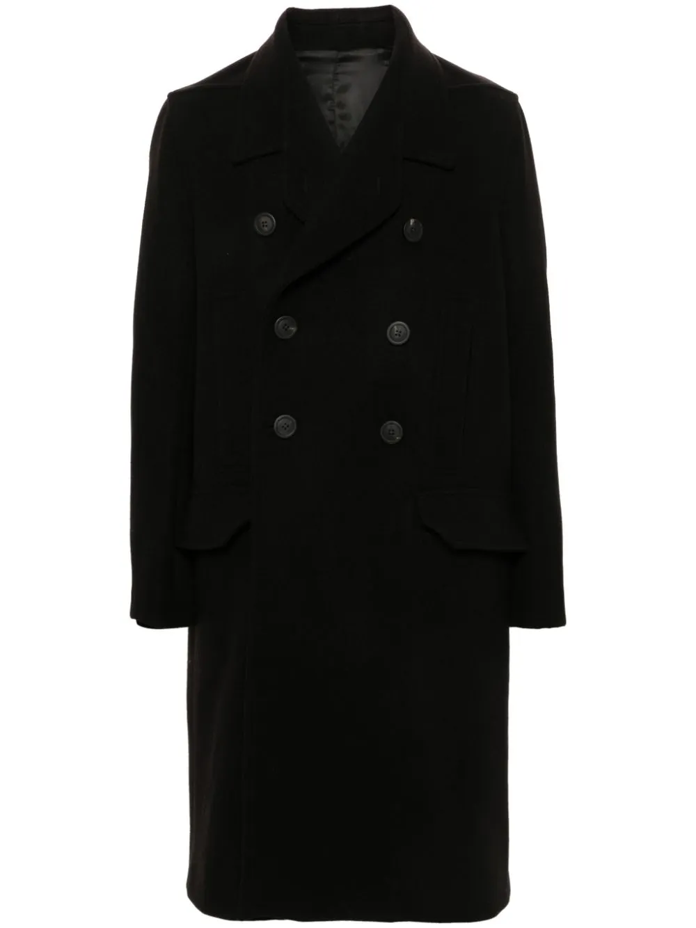 Rick Owens New Bell Virgin Wool Coat In Black