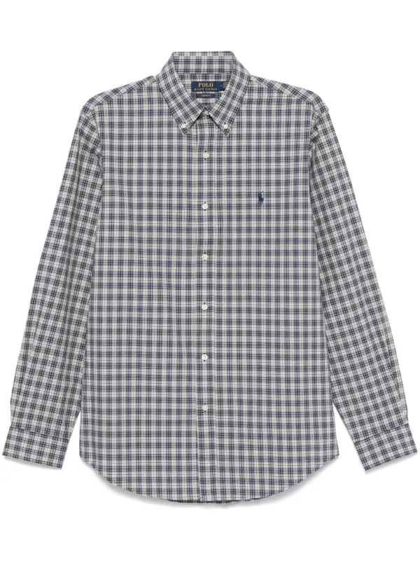 Polo Ralph Lauren Plaid Check Poplin Shirt Blue FARFETCH IN