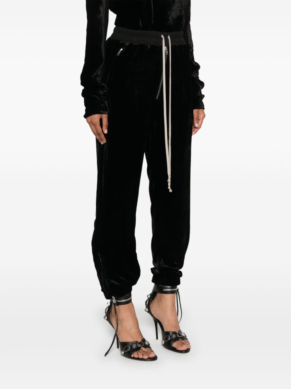 Shop Rick Owens Drop-crotch Velour Track Pants In Schwarz