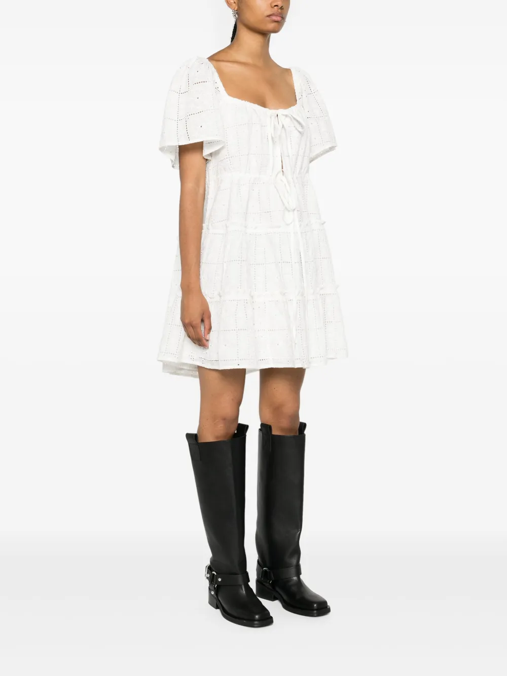 Best value online GANNI Egret broderie-anglaise mini dress Women
