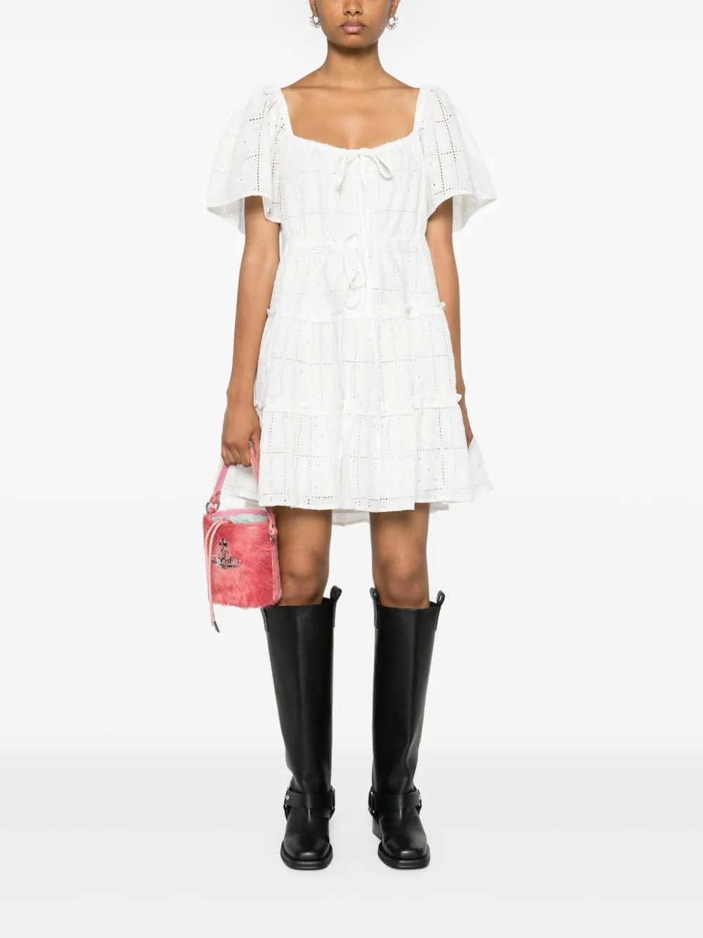 Best value online GANNI Egret broderie-anglaise mini dress Women