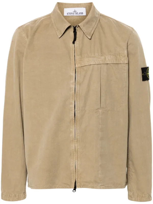 Stone Island Garment Dyed Canvas Shirt Neutrals FARFETCH UK