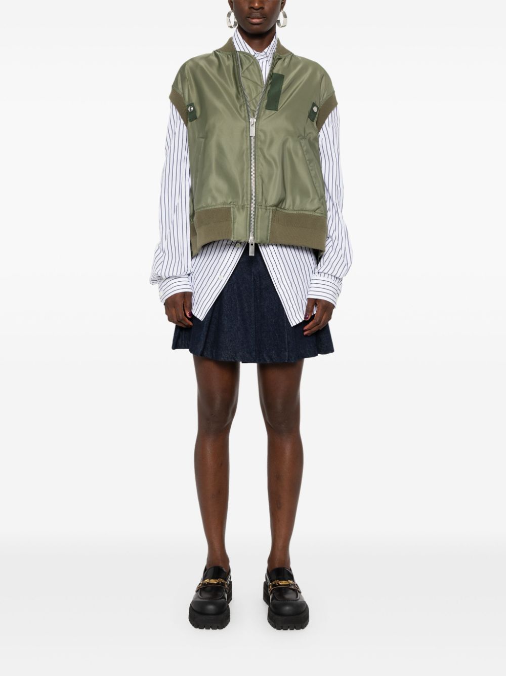 sacai box-pleat detail vest - Groen