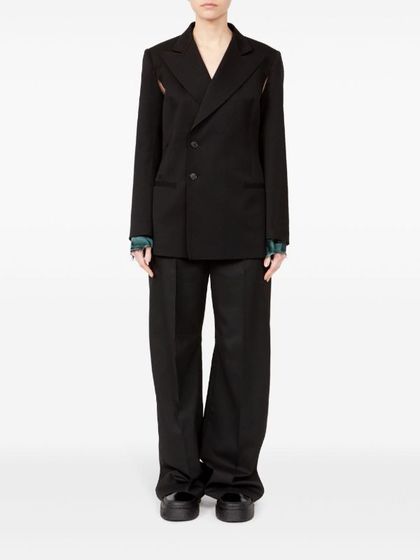 MM6 Maison Margiela logo-patch Twill Blazer | Black | FARFETCH AO