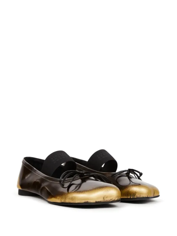 MM6 Maison Margiela レザーフラットシューズ | ブラック