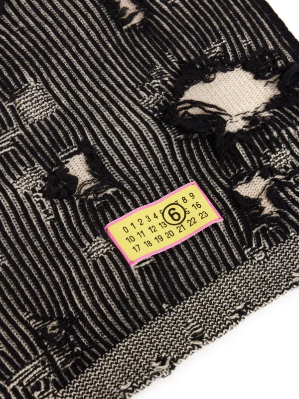MM6 Maison Margiela Numbers-motif Ribbed Scarf | Black