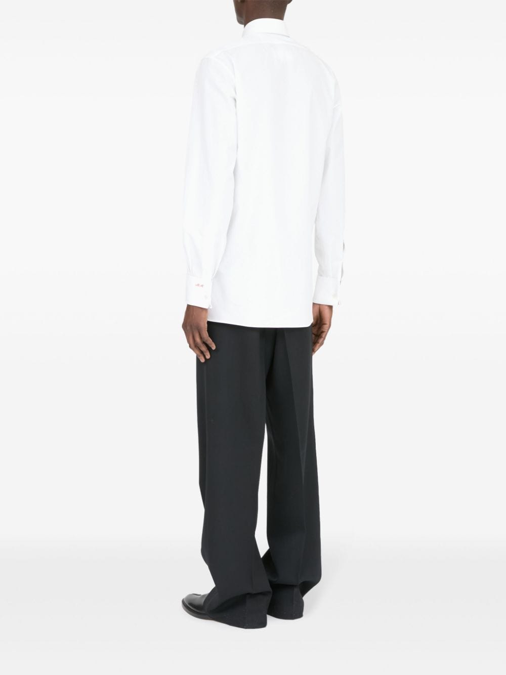 Shop Maison Margiela Pointed-collar Cotton Shirt In White