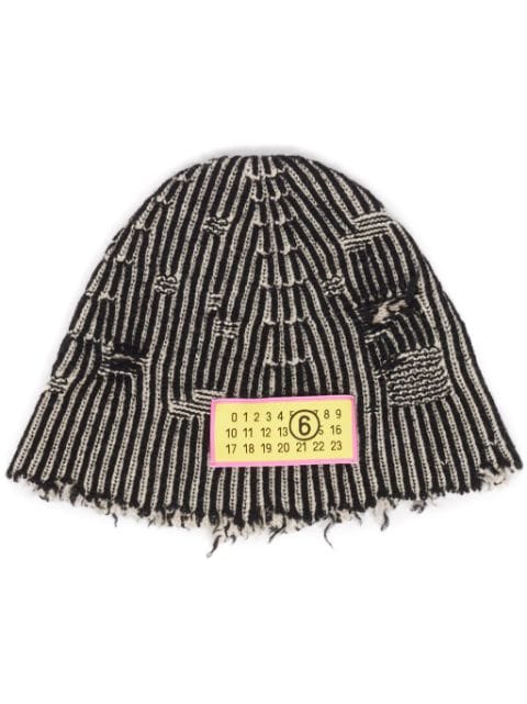 MM6 Maison Margiela distressed-effect ribbed beanie 