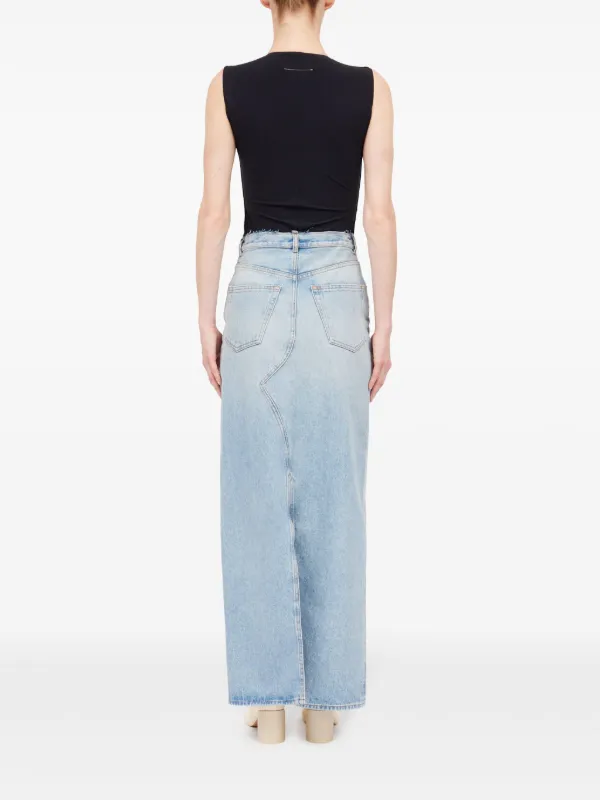 MM6 Maison Margiela スリット デニムマキシスカート | ブルー