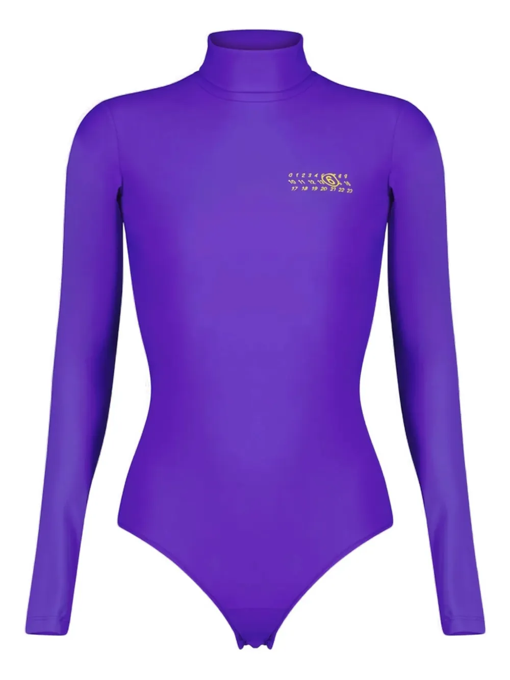 Mm6 Maison Margiela High-neck Graphic Bodysuit In Purple