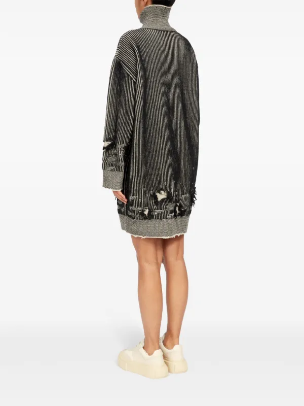 MM6 Maison Margiela Distressed rib-knit Jumper Dress | Black