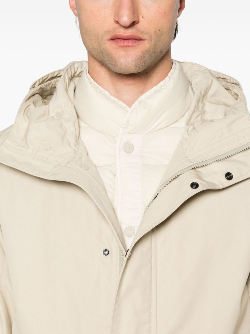 Shop Stone Island Layered Coat In Neutrals