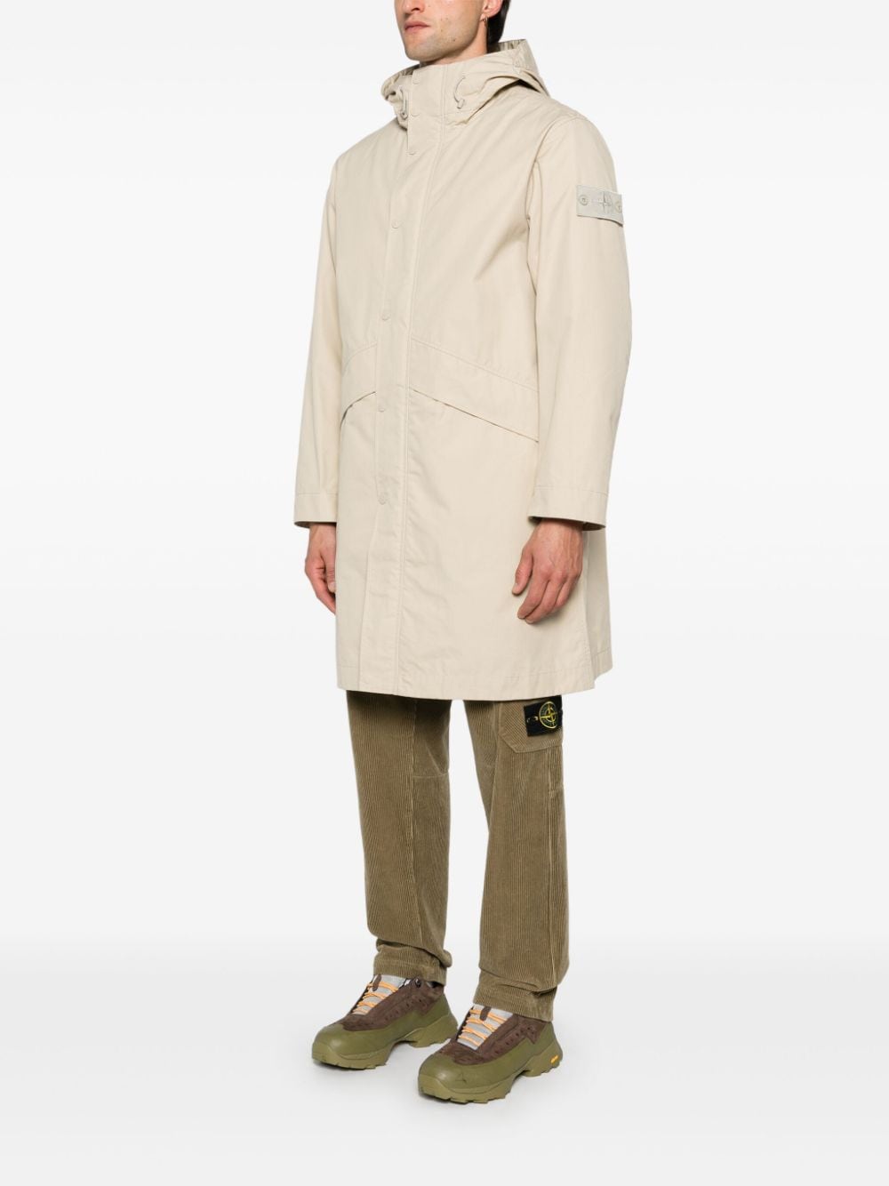 Shop Stone Island Layered Coat In Neutrals