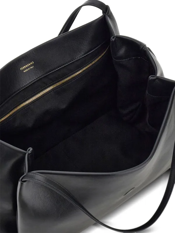 Ferragamo Medium Gancini Clasp Tote Bag | Black | FARFETCH