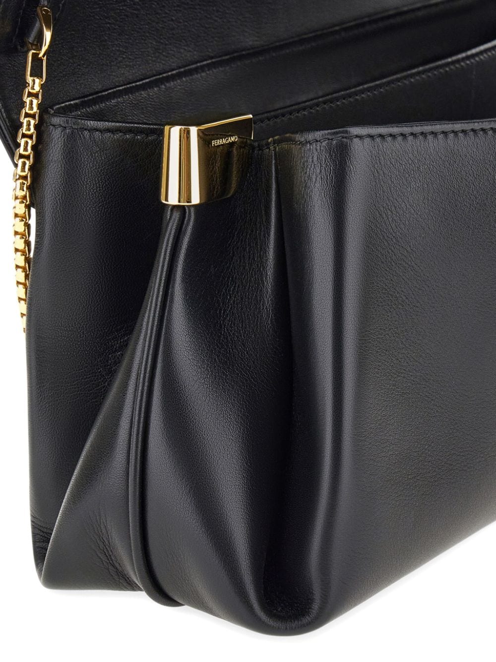 Shop Ferragamo Medium Front Flap Soulder Bag In Black