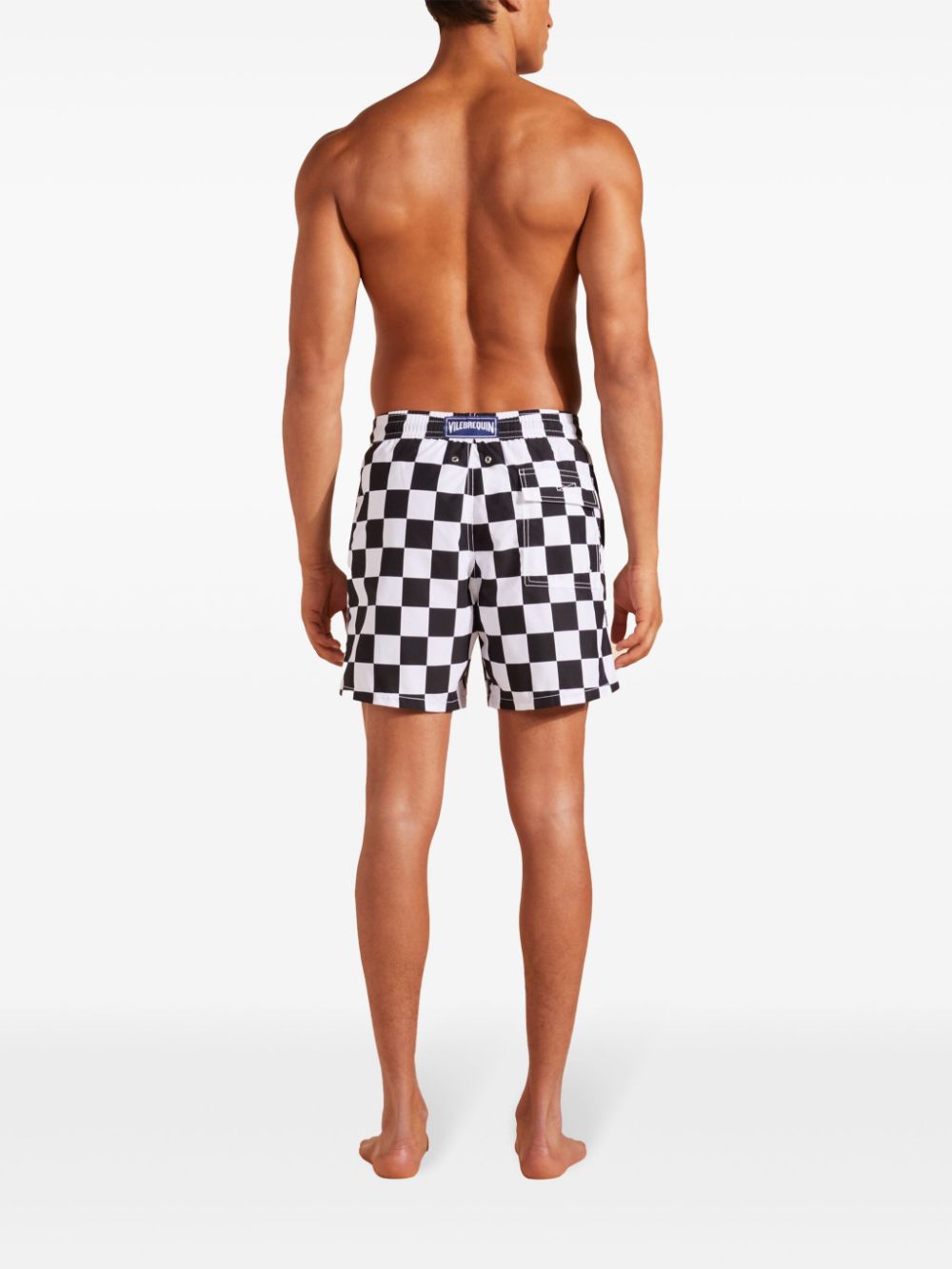 Shop Vilebrequin Damier Check-pattern Swim Shorts In White