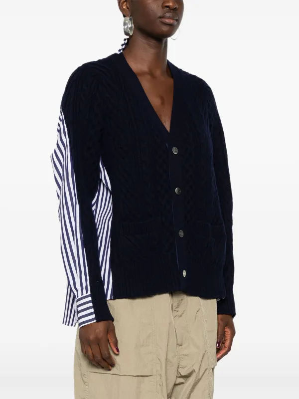 Sacai Striped Cardigan Blue