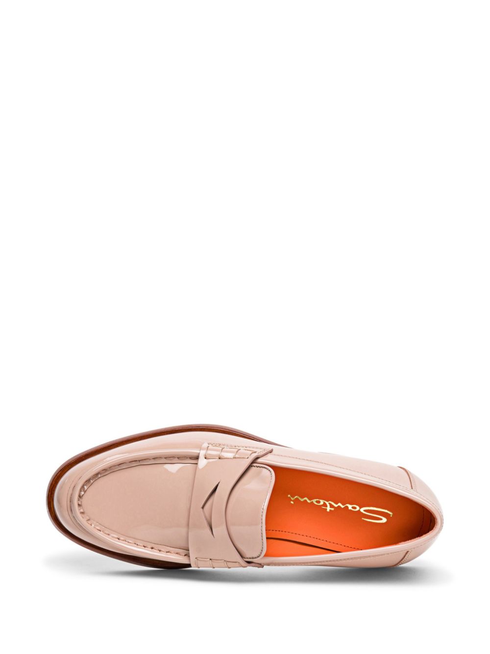 Santoni Leren penny loafers Beige