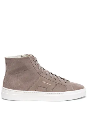 【Santoni】レザー ハイカット メンズ スニーカー 超美品 Santoniサントーニ レザー ハイカットスニーカー 8.5