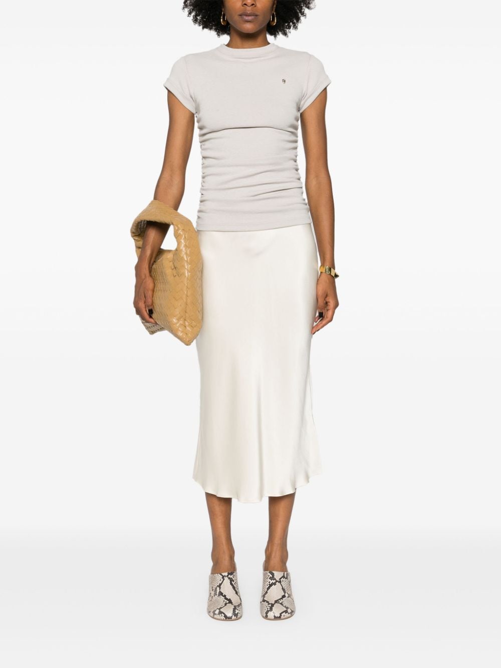 ANINE BING silk midi skirt - Beige