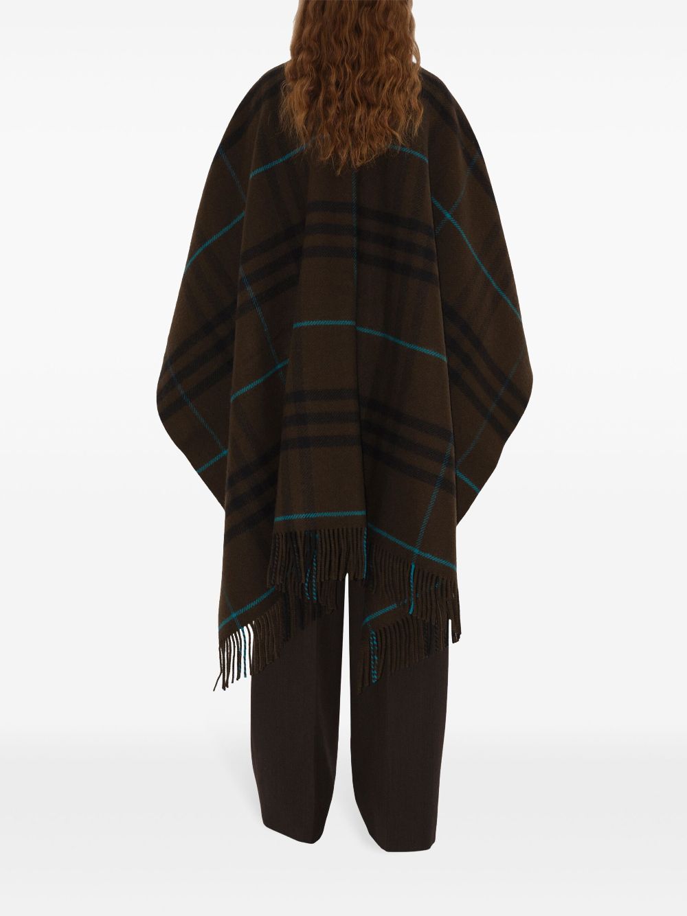 Cheap Burberry checked fringed cape Women